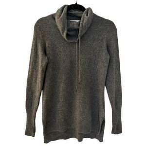 Max Studio Dark Grey 2 Ply‎ Cashmere Cowl Neck Draw String Pullover Sweater SM